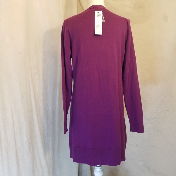 Extra Long Purple LowV Neck Button Down Cardigan - Picture 2 of 8